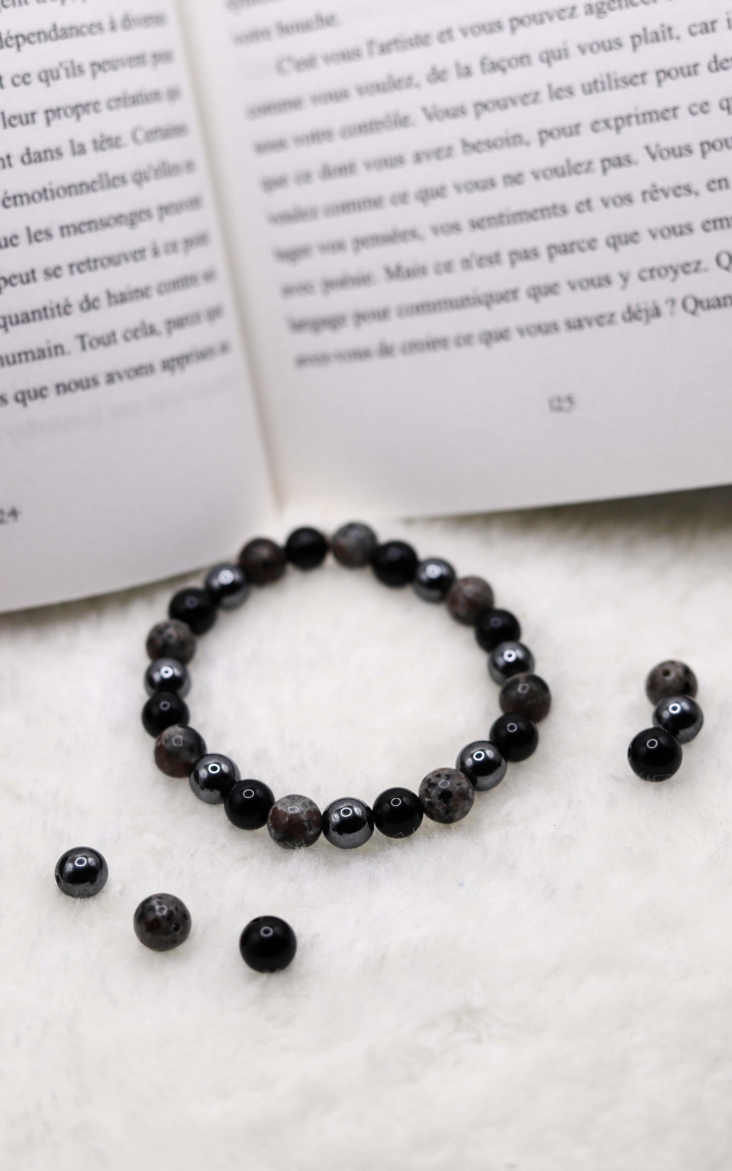 Bracelet Clarte & intuition en Yooperlite Obsidienne & Hematite