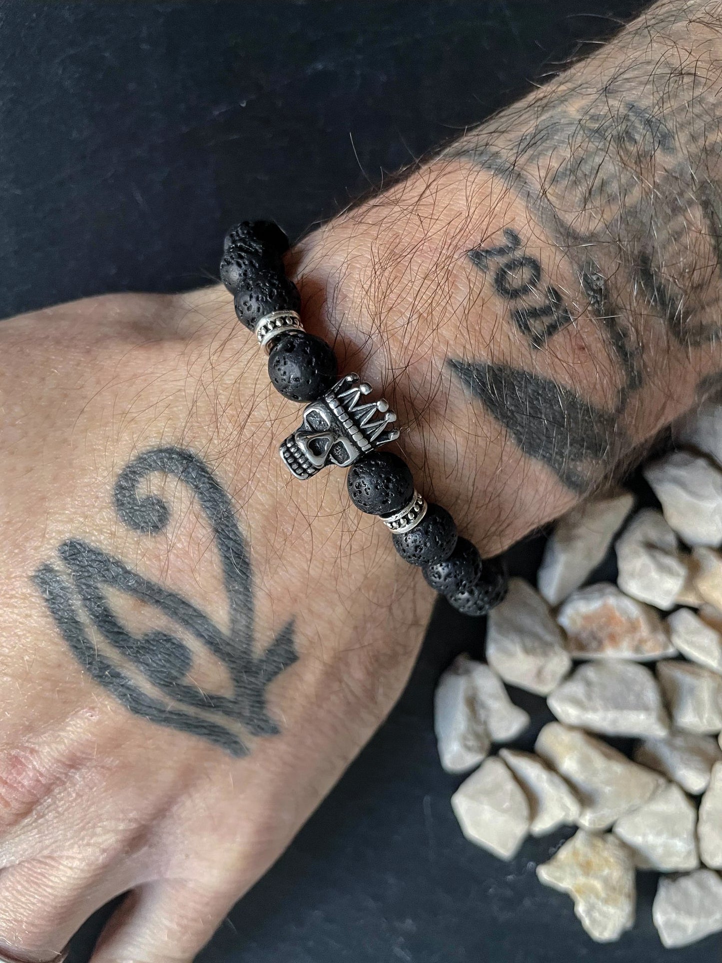 Bracelet Crane Argenté & Lave